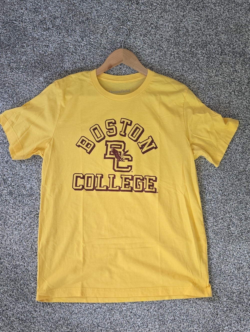 Boston College Homefield Retro Graphic T-Shirt Yellow BC Eagles Vintage Style